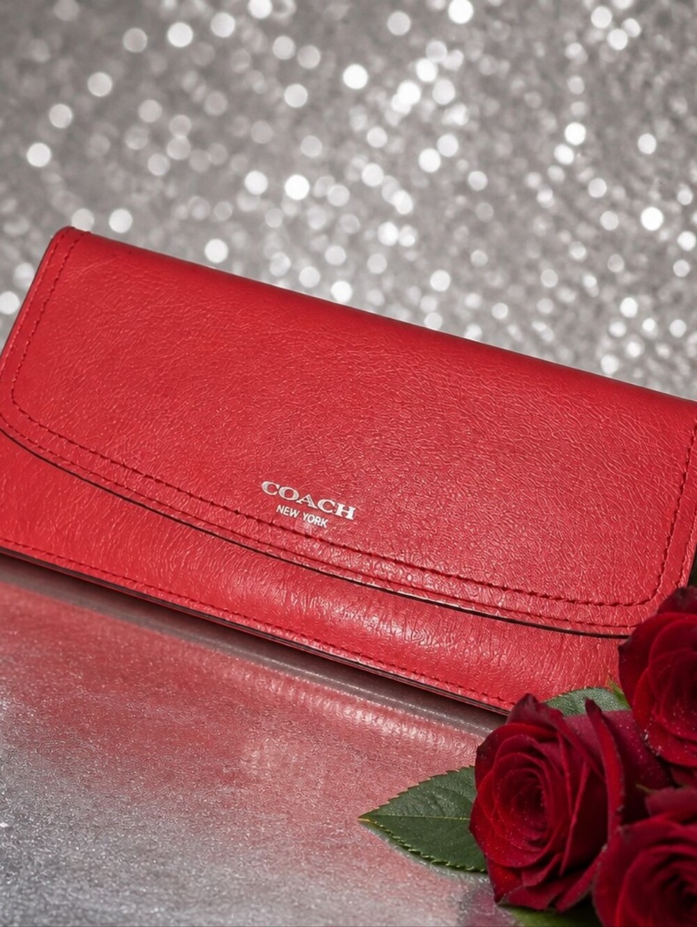 Coach Slim Snap Wallet Leather Red